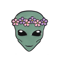 Flower Child Alien Enamel Pin